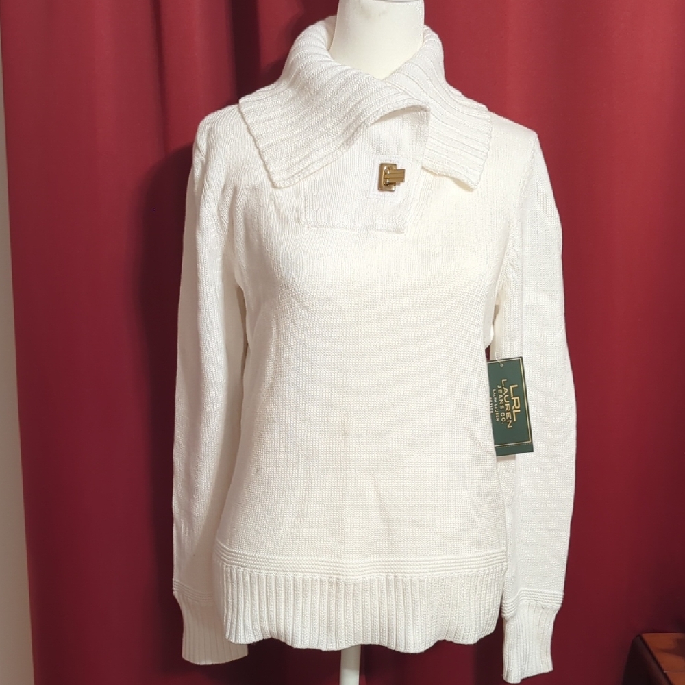 Lauren Ralph Lauren Women's Cream Cowl Neck Sweater
